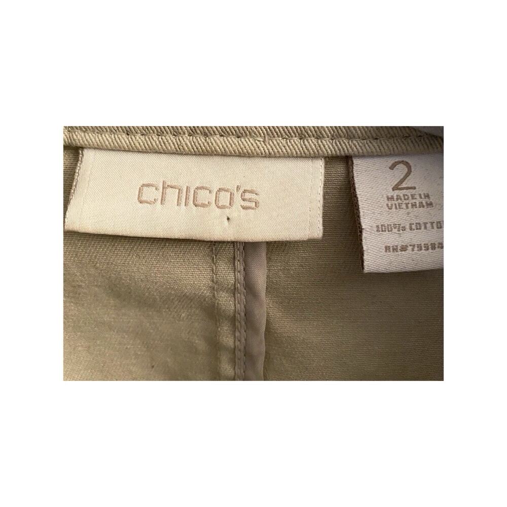 Beige Moto Utility Jacket Studded Collar Minimalist Zip Front Neutral (2) M - Picture 4 of 8